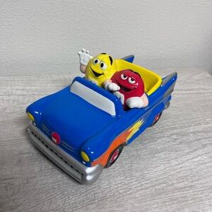 M&M's Gallery Ceramic Blue Car Hot Rod Roadster Candy Dish-Collectible 2001